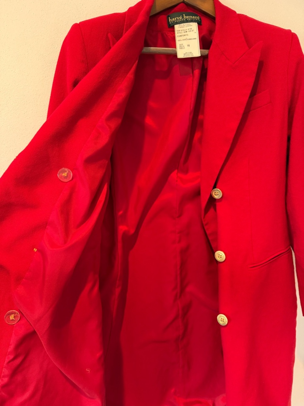Vintage Harve Benard Lightweight Wool Blazer Jacket Lined Double Breasted Red - Picture 4 of 6